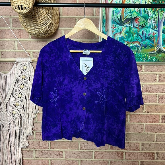 alegre Tops - Alegre purple tie-dye starfish top